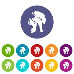 Roman helmet icons color set vector for any web design on white background