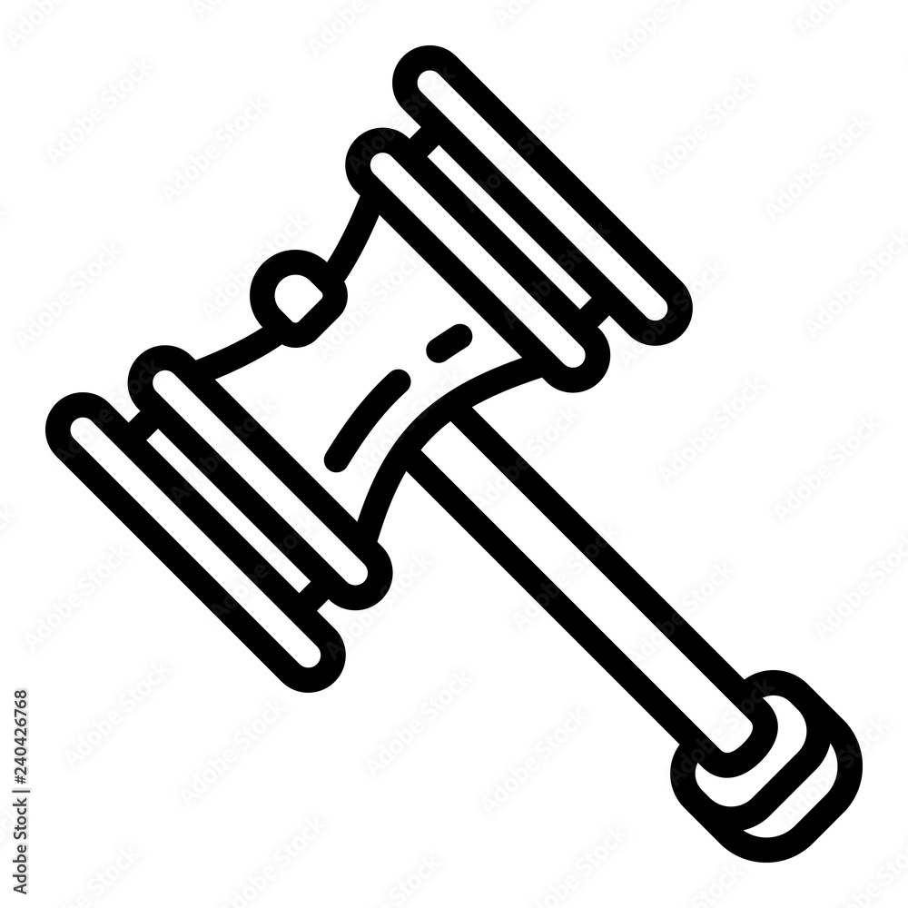 Poster judge hammer icon. outline judge hammer vector icon for web design isolated on white background