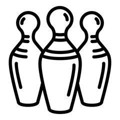 Bowling pins icon. Outline bowling pins vector icon for web design isolated on white background