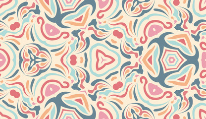 Abstract ethnic pattern in pastel shades. Design element for card, invitation, cover, wallpaper, tile, packaging, background. Tribal ethnic ornament in arabic style.