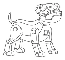 Robot dog. Printable coloring page for kids.