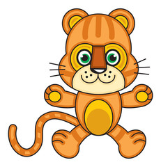 Obraz premium Funny tiger flat cartoon illustration