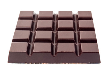 Chocolate, bitter, dark chocolate bar isolated on white background