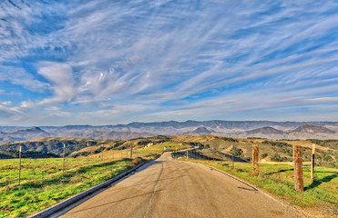 Road in the Hills along the Pastures