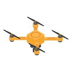 Yellow drone icon. Isometric of yellow drone vector icon for web design isolated on white background