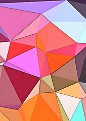Fototapeta premium Polygonal drawing on canvas. Abstract geometric modern art. Triangles texture background.