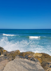 View of the Old Jaffa town, Tel Aviv, Israel. Beautiful view of the sea from the shore. Embankment...
