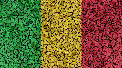 Mosaic Tiles Painting of Mali Flag, Background Texture