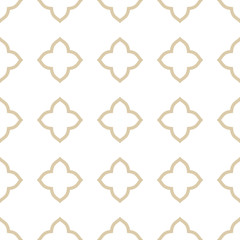 The geometric gold and white abstract pattern in Arabian style. Seamless vector background.