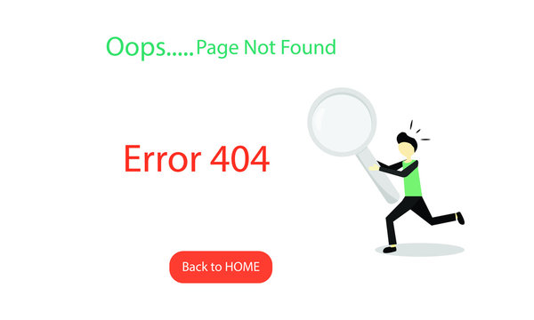 Ooops page not found error 404 vector illustration for web page under construction