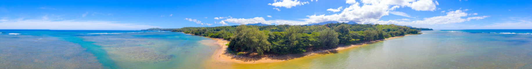 Anini Beach Kauai Hawaii 360 Aerial Panorama White Sand