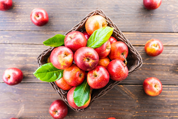 Red apple in basket