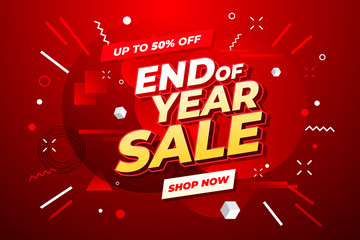 End of year sale banner. Sale banner template design.