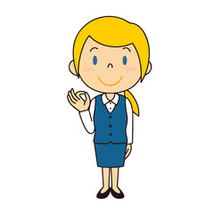 スーツの外国人女性 立ち姿 OKポーズ