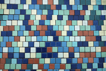 Section of Mosaic Tiles on side of Pool