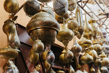 moroccan lamps at a shop in Marrakech