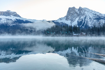 Fototapeta na wymiar Winter at Emerald Lake of Yoho National Park British Columbia Canada