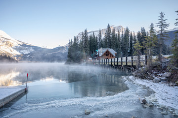 Winter at Emerald Lake of Yoho National Park British Columbia Canada