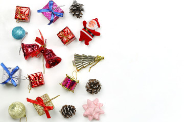 Christmas decoration equipment on white background.