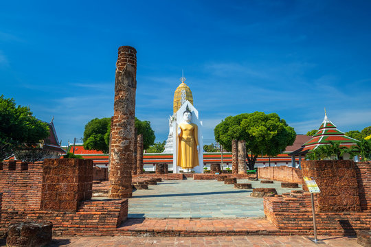 Buddha statue at Wat Phra Si Rattana Mahathat also colloquially referred to as Wat Yai is a Buddhist temple (wat) in Phitsanulok Province, Thailand.