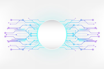 Cyan white abstract technology background with circuit line concept and Circle empty space