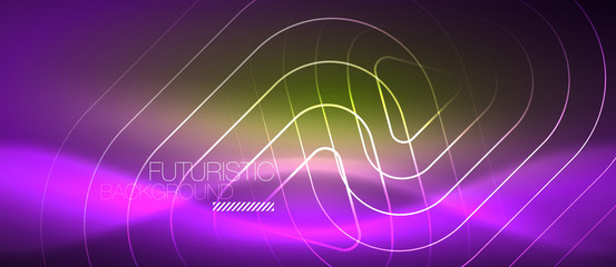 Color shiny neon lights background with abstract lines