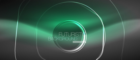 Black and glowing color lines neon design, magin techno template background