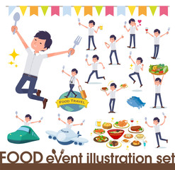 flat type White short sleeved men_food festival