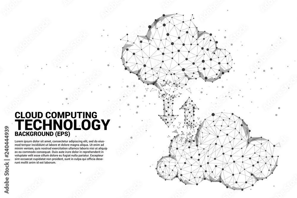 Aufkleber Data transfer with Cloud computing network concept polygon dot connected line. Concept of cloud server, Storage and data