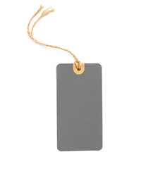 Blank Gray cardboard Price tag or label isolated on a white background, File contains with clipping path.