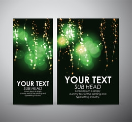 Abstract green bokeh effect background on brochure business design template or roll up. Vector illustration.