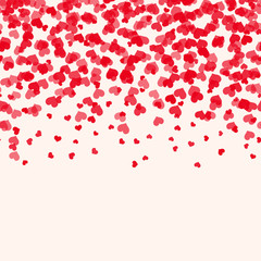 Falling red hearts for Valentine's Day card. Vector