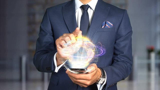 Businessman Hologram Concept Economics - Aggregate demand