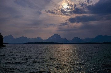 Naklejka premium Sunset in mountains