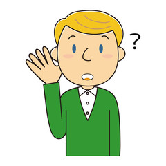 耳に手を当てる外国人男性