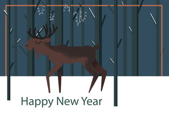 Vector illustration with copyspace with elk