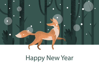 Great fox flat illustration