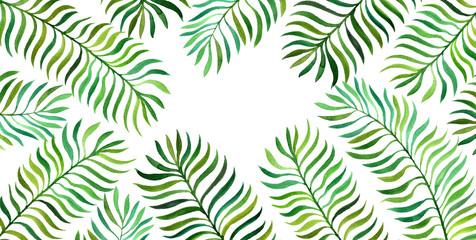 background with watercolor fern leaves