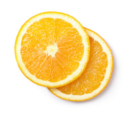 Orange slices cut out. Top view.