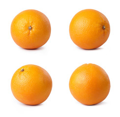 A set of whole oranges , cut out. Close-up.