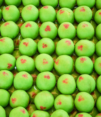 Thai green cake with mung bean and egg / Chinese pastry moon cake