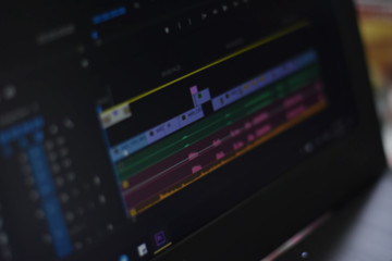 Timeline video and sounds of video editing tool, blur concept.