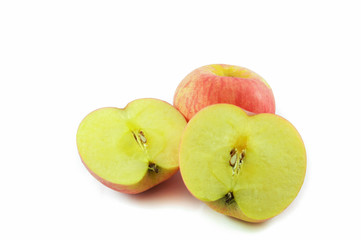 Red apple isolate on white background / Red fresh fruit split