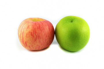 Red and Green apple isolate on white background / Couple two fresh fruit