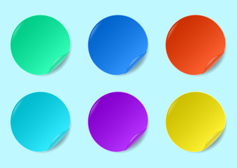 set of multicolored round stickers izolated on a background