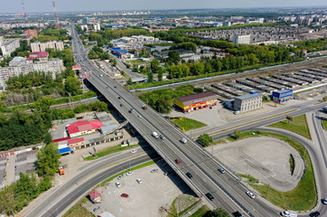 Aerial view on Permyakova street. Tyumen. Russia