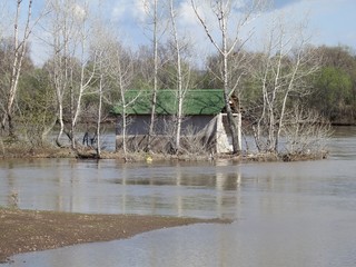 the river overflowed and flooded the building