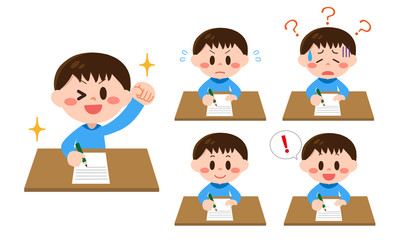 テスト・書類記入する男の子