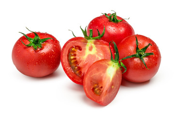 Red tomatoes set isolated on white background