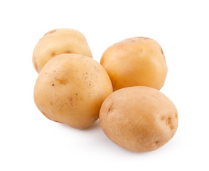 raw yellow potato isolated on white background